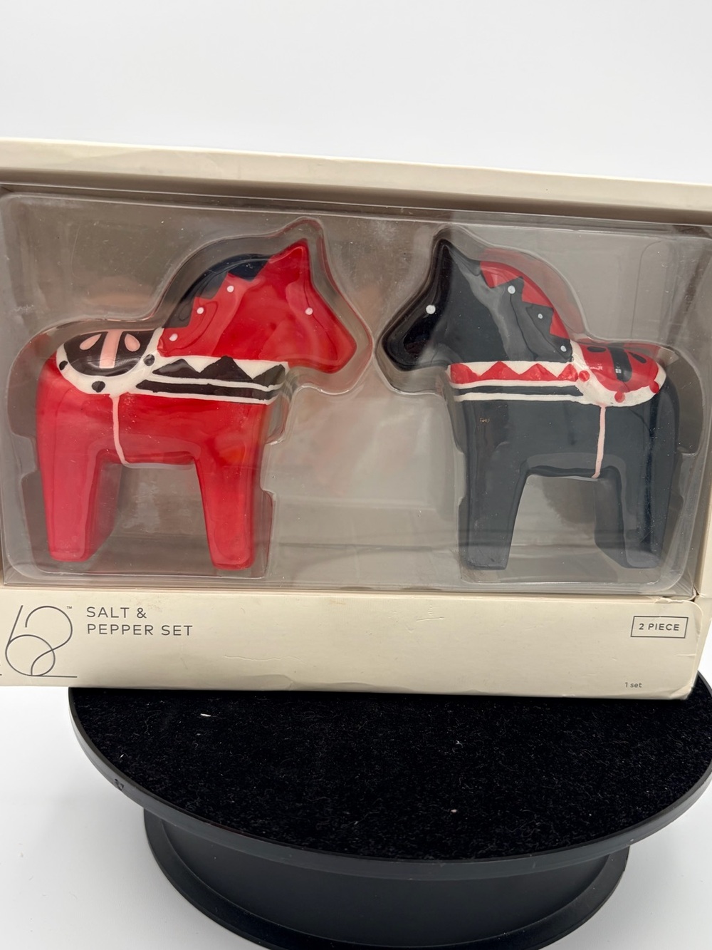 Project 62 ceramic Dala horse, salt and pepper shaker set NIB retired